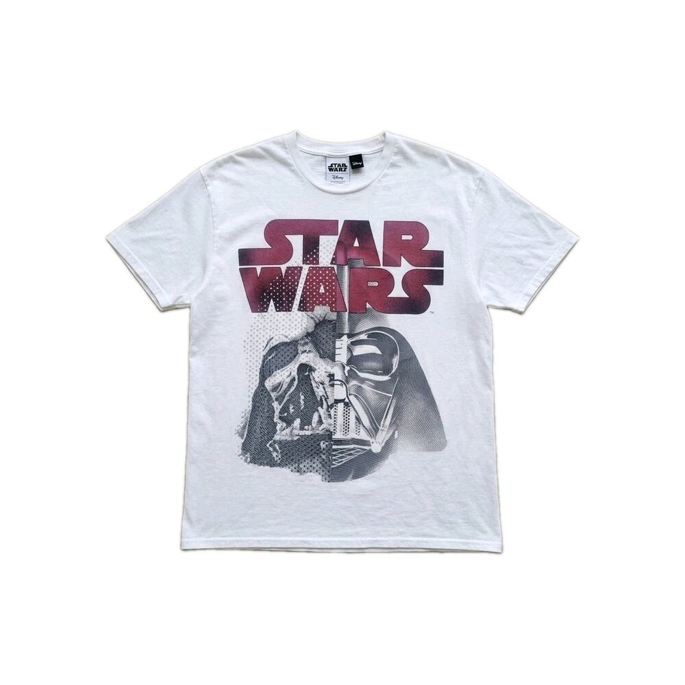 Mens XL Disney Star Wars Darth Vader White Crew Neck T-Shirt Excellent Condition